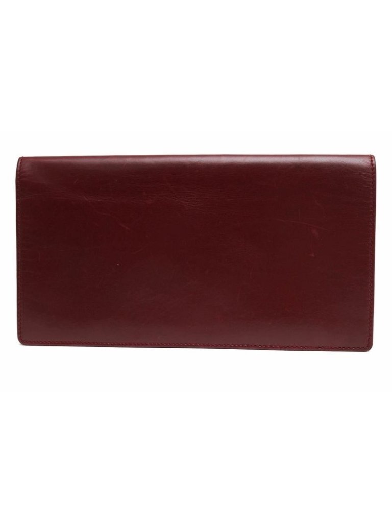 Gucci Long Wallet Men Leather Red Brown No Change